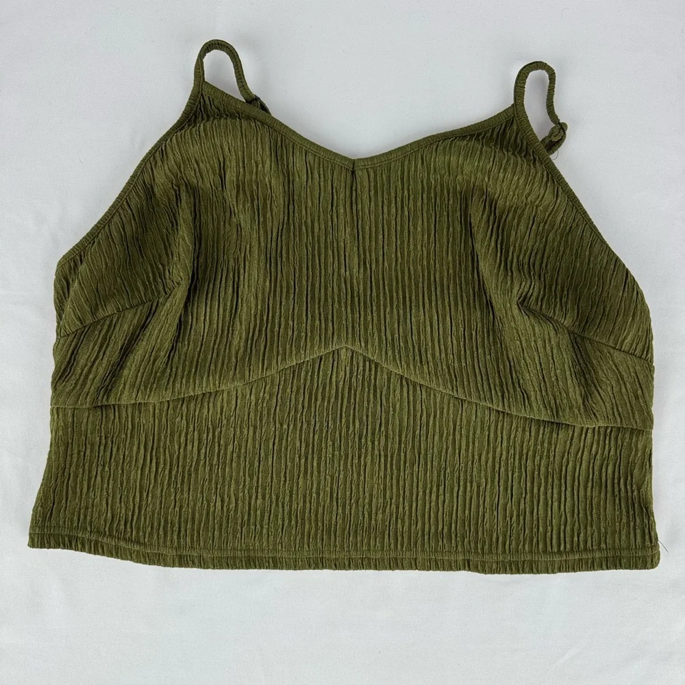 NWOT SHEIN 2 Piece Crop Top and Skirt Set in Army Green - Picture 4 of 5